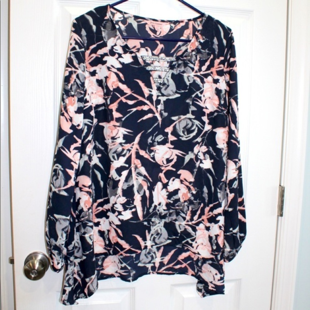 Juicy‎ Couture floral blue & pink blouse with bling